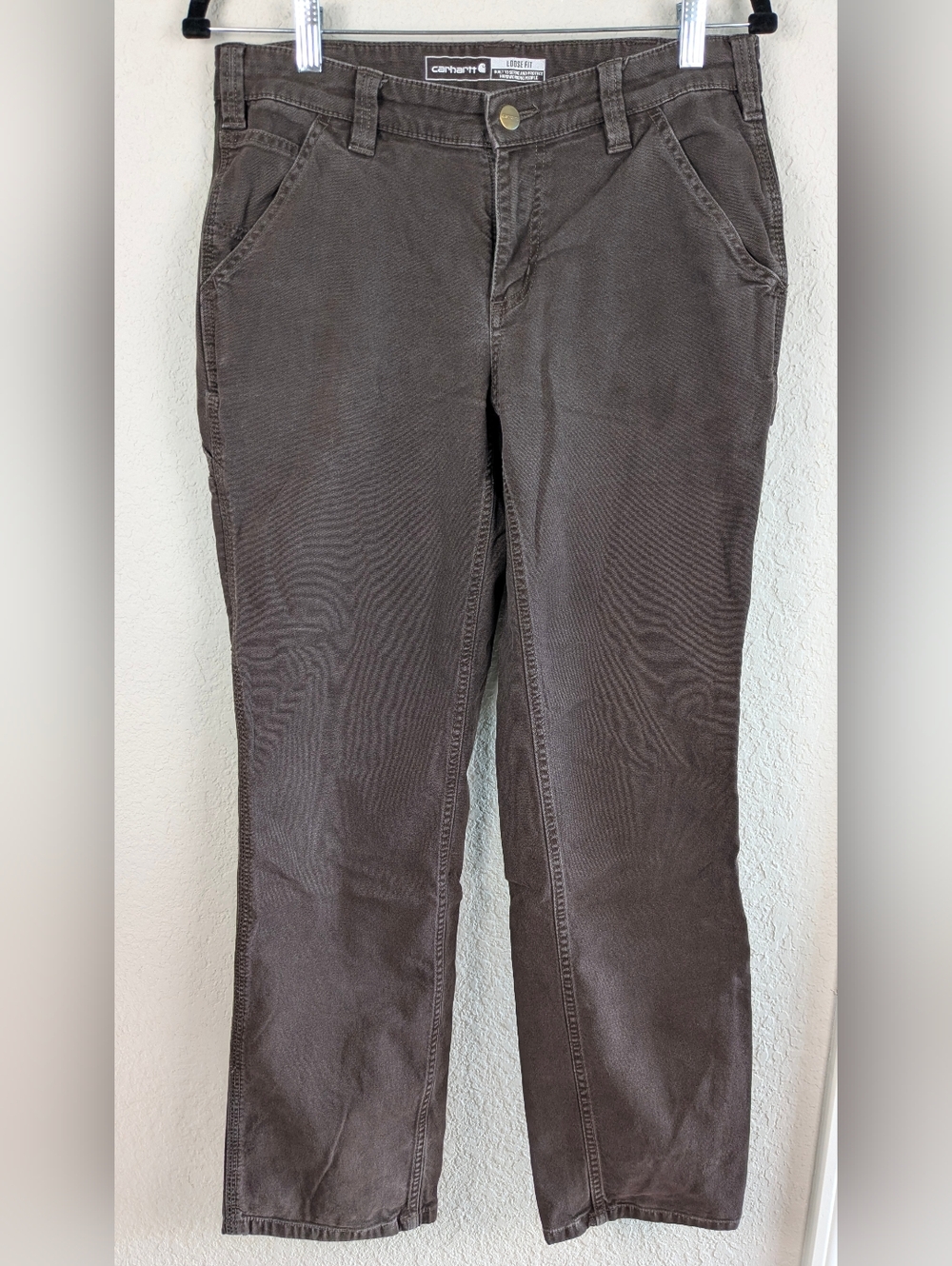 Carhartt Women's Carpenter Pants Size 6 Gray Brown Loose Fit Excellent Condition